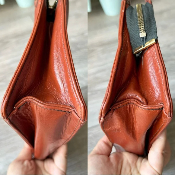 Vintage Brown  Leather Clutch Bag Made in Canada - Picture 11 of 14